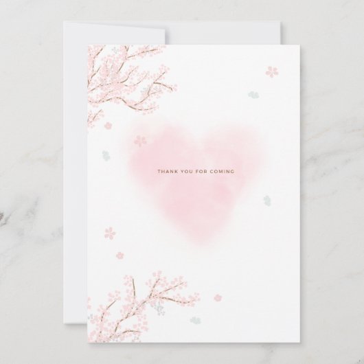 Invitation Rose blanc mignon avec Mariage de Branches Sakura (Dos)