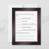Invitation Rose Blanc Noir FAUX Plis Cœurs Mariage RSVP 2 (Dos)