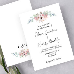 Invitation Rose blanc Rustique Eucalyptus Mariage de verdure