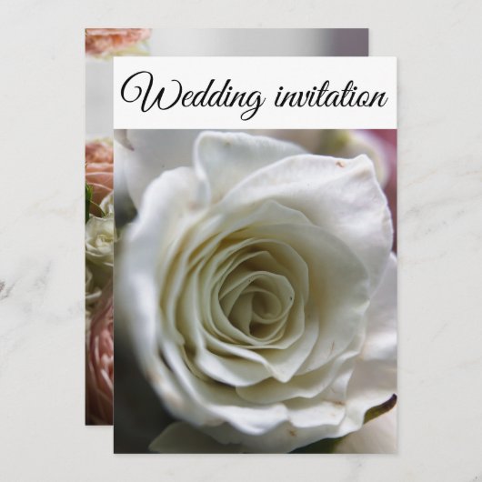 Invitation Rose blanche. (Devant / Derrière)