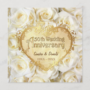 Invitation Rose blanche 50e anniversaire de Mariage