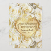 Invitation Rose blanche 50e anniversaire de Mariage (Devant / Derrière)