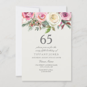 Invitation Rose blanche 65e 66e 67e 68e 69e anniversaire