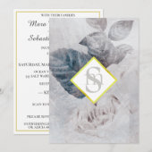 Invitation * Rose blanche AR26 Fleur Monogramme QR RSVP Maria (Devant / Derrière)