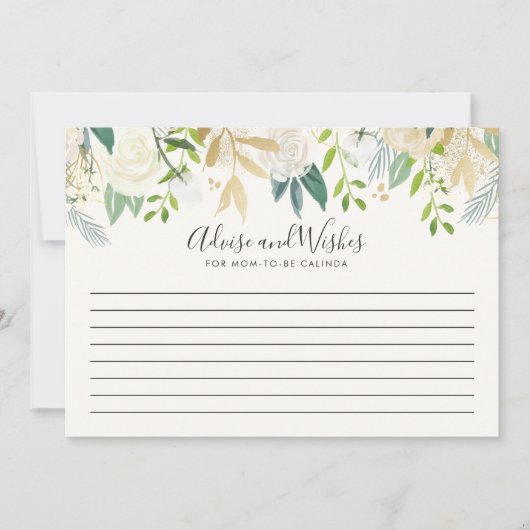 Invitation Rose blanche | Baby shower | conseils et souhaits (Devant)