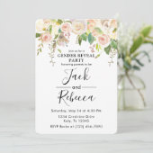 Invitation Rose blanche Baby shower de révélation genre (Debout devant)