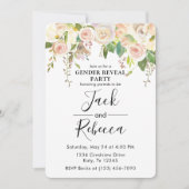 Invitation Rose blanche Baby shower de révélation genre (Devant)