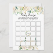 Invitation Rose blanche | Baby shower Jeu de Bingo (Devant)
