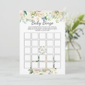 Invitation Rose blanche | Baby shower Jeu de Bingo (Debout devant)