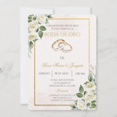 Invitation Rose blanche Beige Noces d'or (Devant)