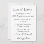 Invitation Rose blanche d'argent du 30e anniversaire (Dos)