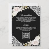 Invitation Rose blanche dentelle noir QR Code Mariage musulma (Dos)