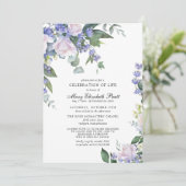 Invitation Rose blanche Dusty bleu Floral Célébration de la v (Debout devant)