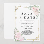 Invitation Rose blanche Enregistrer la date de la retraite (Devant / Derrière)
