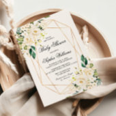 Invitation Rose blanche et Baby shower vert