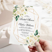 Invitation Rose blanche et Fête des mariées verte