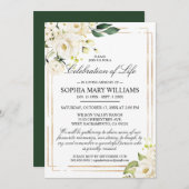 Invitation Rose blanche et funérailles vertes célébrations de (Devant / Derrière)