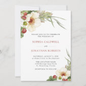 Invitation Rose blanche et Mariage de fraises sauvages (Devant)