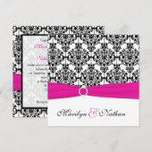 Invitation rose, blanche, et noire 2 de mariage (Devant / Derrière)