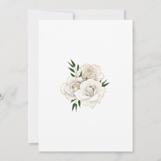 Invitation Rose blanche et or Formal Élégant Mariage classiqu (Dos)