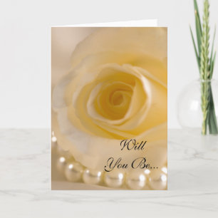 Invitation Rose blanche et perles vous serez ma servante d'ho