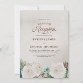 Invitation Rose Blanche et PinRéception de Mariage d'Hiver Se (Devant)