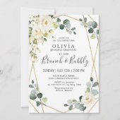 Invitation Rose Blanche Eucalyptus Verdure Brunch & Bubbly (Devant)