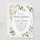 Invitation Rose Blanche Eucalyptus Verdure Luncheon de Mariag (Devant)