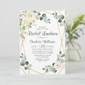 Invitation Rose Blanche Eucalyptus Verdure Luncheon de Mariag (Debout devant)