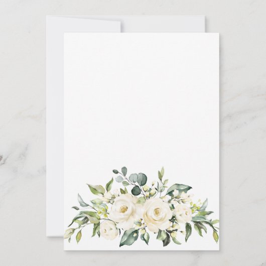 Invitation Rose blanche Eucalyptus Vert Brunch & Bubbly (Dos)