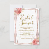 Invitation Rose blanche Fête des mariées florale or (Devant)