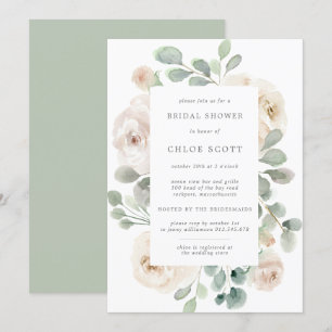 Invitation Rose blanche Fête des mariées végétale