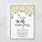 Invitation Rose blanche Flora Eucalyptus Vert 90e anniversair (Devant)