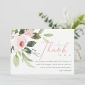 INVITATION ROSE BLANCHE FLORALE PREMIER SAINT COMMUNION MERCI (Debout devant)