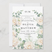 Invitation Rose blanche Mariage botanique (Devant)