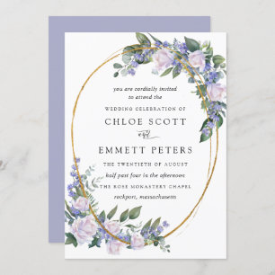 Invitation Rose blanche Mariage floral bleu