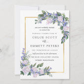 Invitation Rose blanche Mariage floral bleu (Devant)