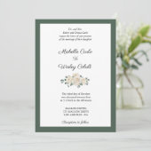 Invitation Rose blanche minimaliste et Mariage frontalier ver (Debout devant)