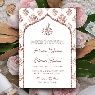 Invitation Rose blanche or Damask Arch Mariage musulman