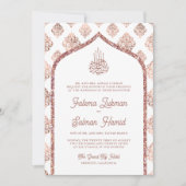 Invitation Rose blanche or Damask Arch Mariage musulman (Devant)