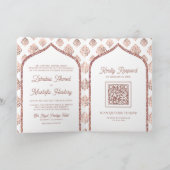 Invitation Rose blanche or damassé arc code QR mariage musulm (Intérieur)