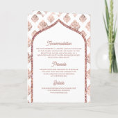Invitation Rose blanche or damassé arc code QR mariage musulm (Dos)