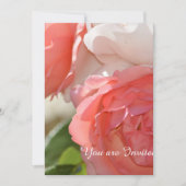 Invitation Rose blanche pêche Fleur 50e Anniversaire (Devant)