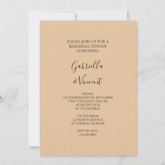 Invitation Rose blanche, Perles, Dîner de répétition Mariage  (Dos)