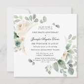 Invitation Rose blanche Premier anniversaire de la mort (Devant)
