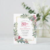 Invitation Rose Blanche Rouge Florale Houx 80e (Debout devant)
