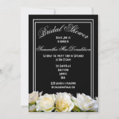 Invitation Rose blanche sur douche noire à fleurs (Devant)