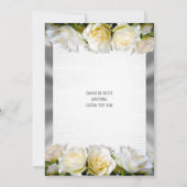 Invitation Rose blanche sur mariage gris argenté (Dos)
