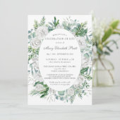 Invitation Rose blanche Végétation d'hiver Funérailles botani (Debout devant)