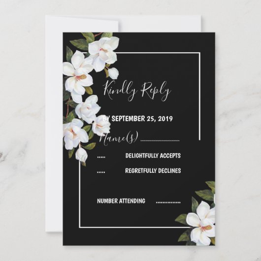 Invitation Rose blanche vintage RSVP (Devant)
